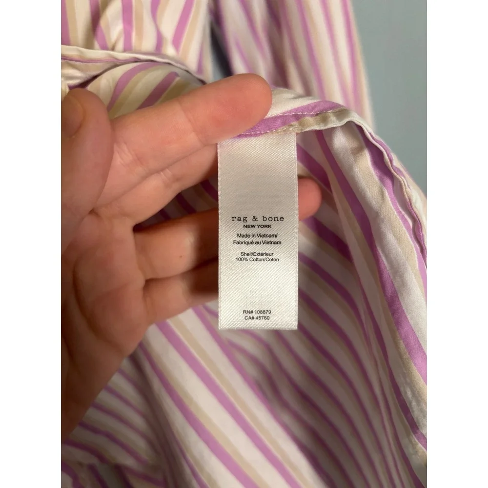 Rag & Bone Women's Indiana Striped Twisted Shirt Pink White Size XS - Picture 12 of 12